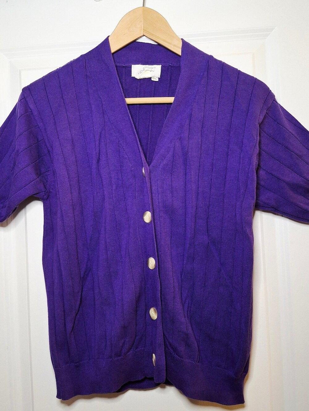 Vintage 90s Eaton Cotton Button-up Short Sleeve Cardigan (M)